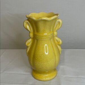 VINTAGE Yellow Ribbon and Bows Ceramic Vase